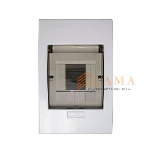 Tủ Điện Âm Tường 2 4 Modules Mặt+Đế Nhựa NDP104P Nanoco